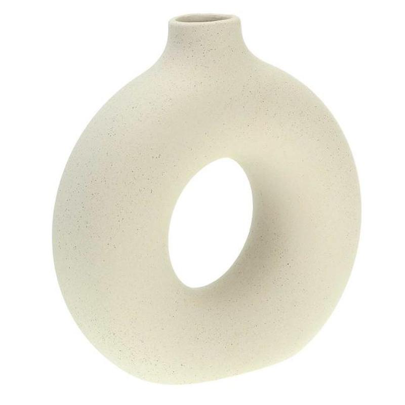 Nordic Circular Hollow Ceramic Vase Donuts Flower Pot Home D - 图2