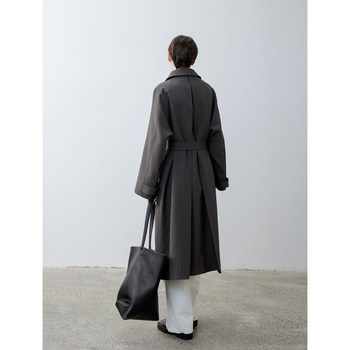 TAGEECHITA ແບບງ່າຍດາຍ lapel ຍາວ trench coat silhouette coat ຕ້ານ wrinkle ກັບສາຍແອວ