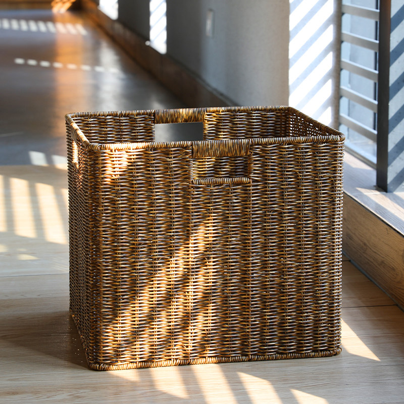 浦澜定制日式格子柜仿藤编收纳篮筐卡莱克书柜收纳盒储物箱30cm,淘宝优惠券,粉丝福利购,淘宝优惠卷