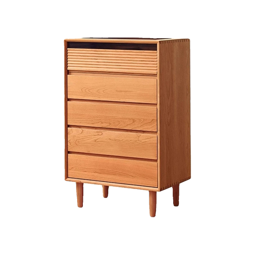 北欧实木樱桃木五斗柜复古日式客厅餐边抽屉柜卧室储物收纳柜子 - 图3