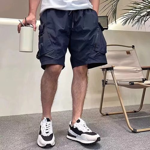 美式机能工装短裤男士夏季中裤户外运动速干口袋高档阔腿五分裤衩 - 图3