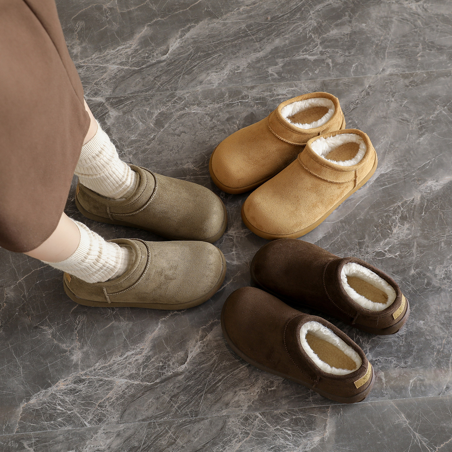 小土豆雪地靴女2025新款冬季内增高加绒保暖勃肯短靴面包棉鞋34码,淘宝优惠券,粉丝福利购,淘宝优惠卷