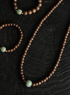 金丝楠木汝瓷手串项链