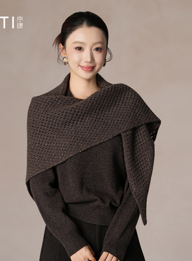 新中式100%山羊绒围脖披肩女秋
