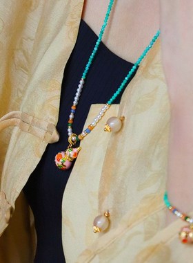 新中式时尚轻奢葫芦滴油珍珠项链女百搭高级感O气质小众百搭锁骨