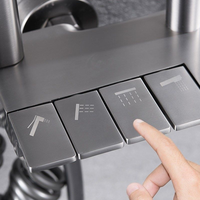 淋浴花洒套装家用枪灰色钢琴按键白色恒温全铜浴室增压冷热沐浴器,淘宝优惠券,粉丝福利购,淘宝优惠卷