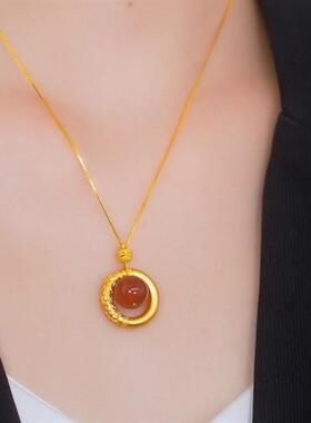 钛钢项链 花好月圆相思豆红色项链饰品锁骨链高级感轻奢小众项链