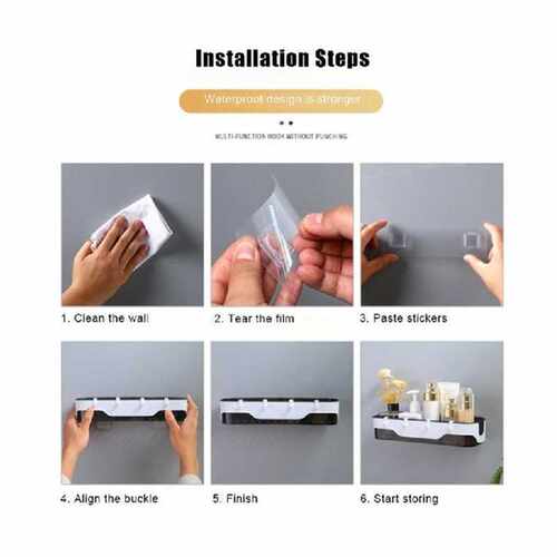 Bathroom Wall-mounted Shelf Storage Rack Holder Punch-free - 图3
