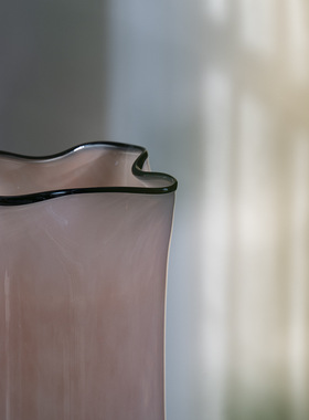 粉色玻璃花瓶高级感现代简约风家居装饰摆件客厅插花水培鲜花