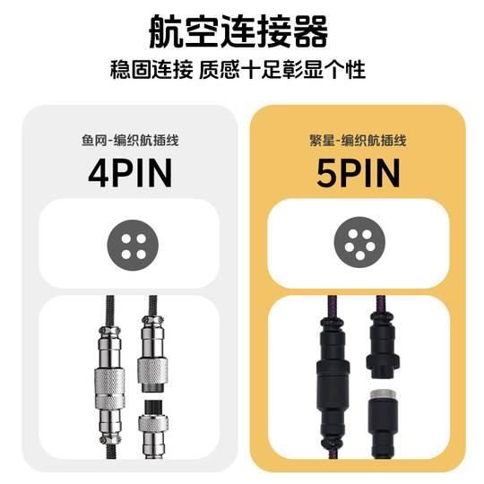 火矛客制化编织键盘航插线8K机械ev63迈从 夜魔wooting键盘线
