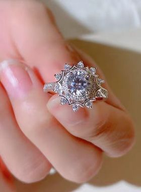 莫桑石满钻1克拉雪花戒指