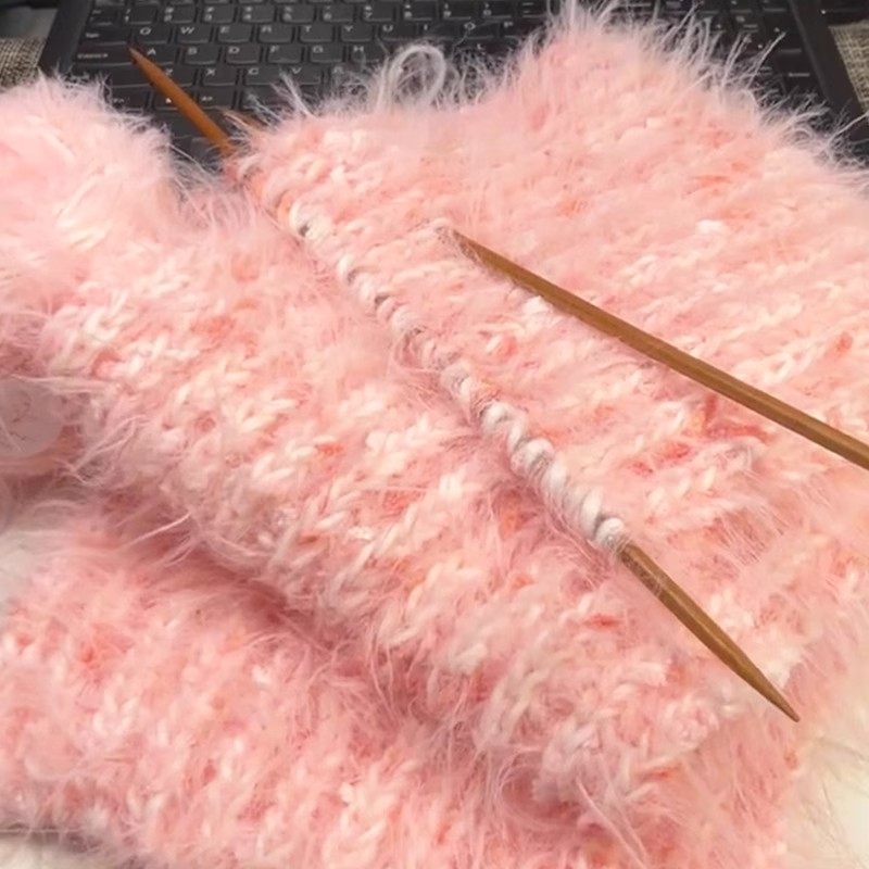 手工diy温暖海烟波蓝手混线围巾编织diy手工棒针双元宝长毛送礼,淘宝优惠券,粉丝福利购,淘宝优惠卷