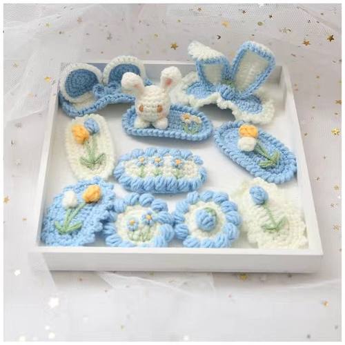 可爱兔子发夹胸针DIY手工编织材料包新手钩织解闷自制礼物牛奶棉 - 图1