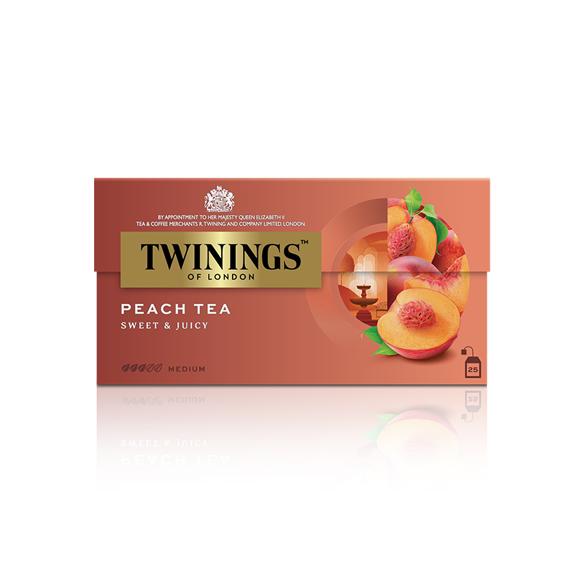 twinings川宁果茶水蜜桃果香红茶25片装原装进口水果味袋泡茶包
