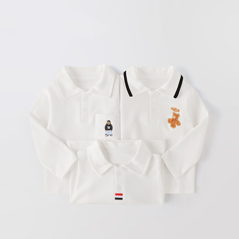 男童polo衫秋装男宝宝纯棉长袖T恤婴儿白色衬衫打底衣儿童上衣潮 - 图2
