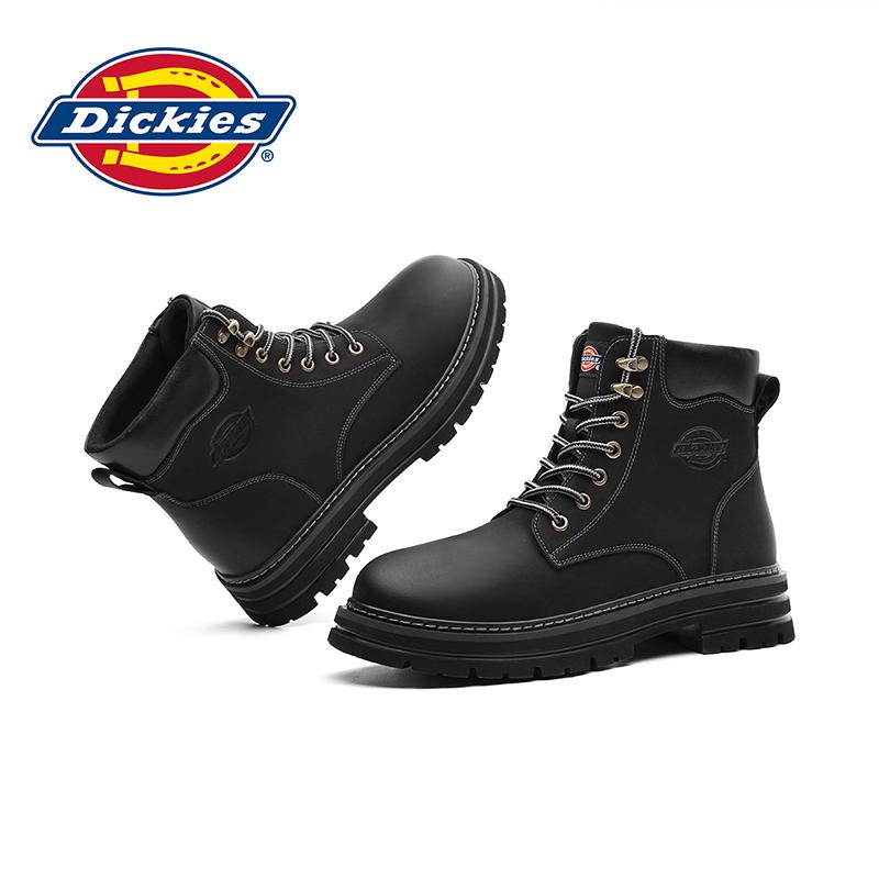 Dickies马丁靴男2024年冬季新款男皮靴加绒保暖英伦工装户外短靴