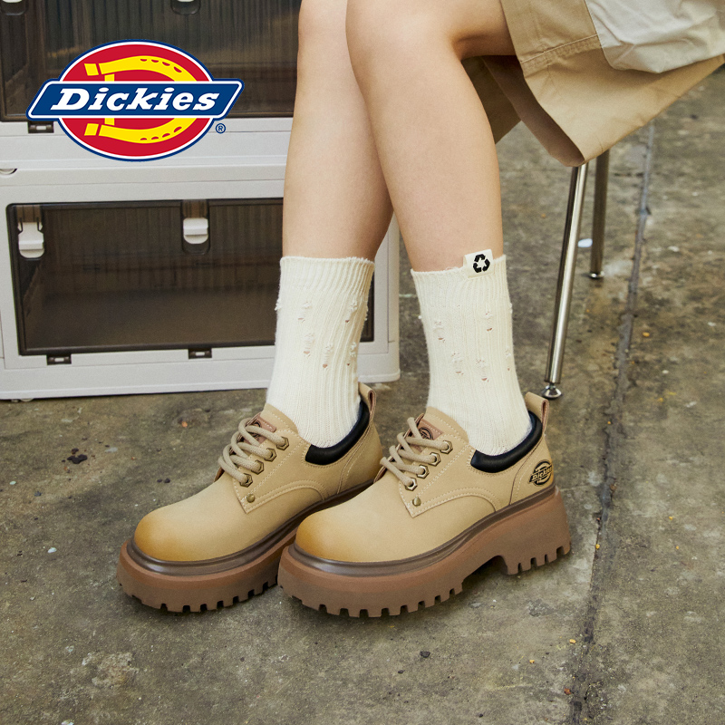 Dickies小皮鞋女款2025秋季新款法式乐福鞋厚底单鞋增高配裙女鞋 - 图1