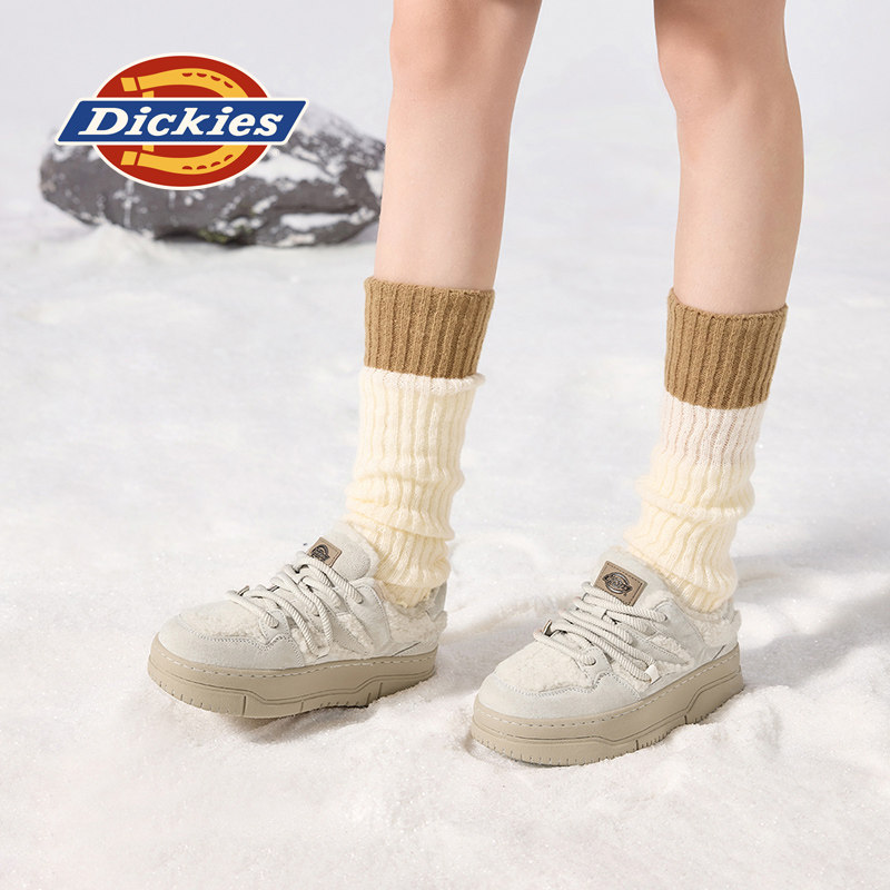 Dickies厚底雪地靴女2025年冬季新款加绒加厚保暖棉鞋增高毛毛鞋 - 图2
