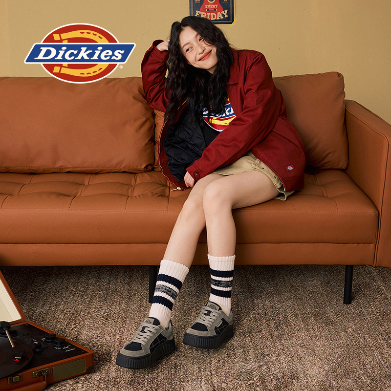 Dickies休闲鞋女鞋2025春季新款复古板鞋女德训鞋女厚底增高单鞋