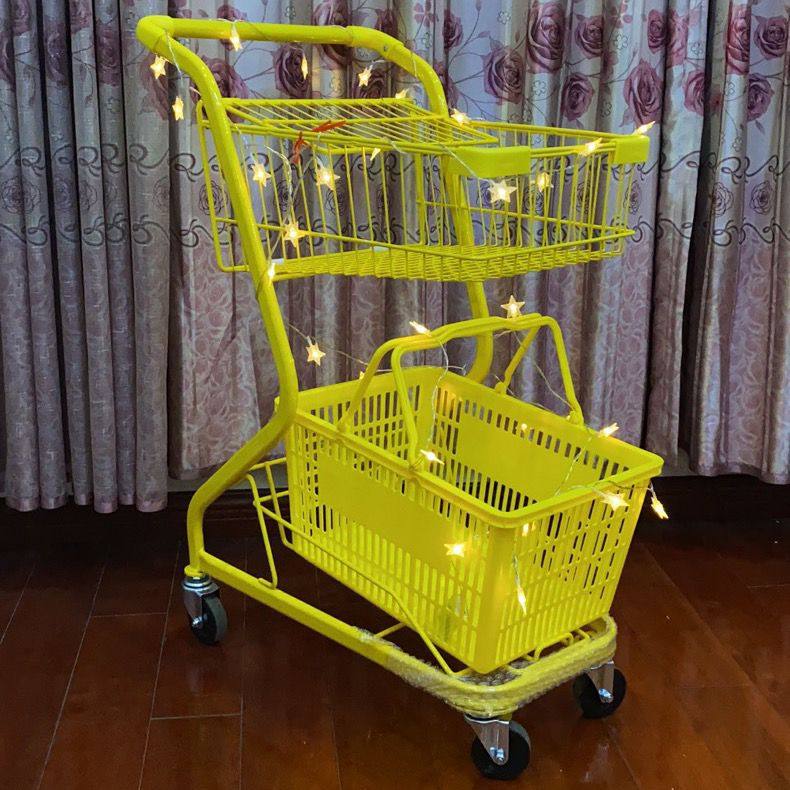 超市双层网红购物车 Ktv 摆摊零食店便利店购物车 网红摆摊购物车,淘宝优惠券,粉丝福利购,淘宝优惠卷