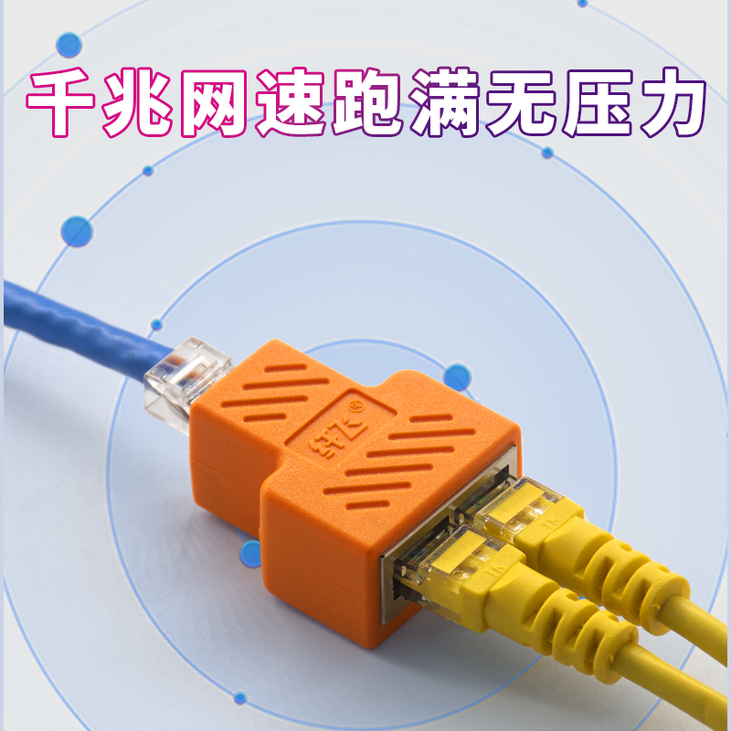 纤飞新款网线对接头延长器转接头RJ45网络千兆百兆双通宽带水晶头转接口直通头三通头一分二 - 图1