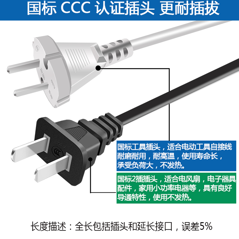 两插国标带插头2芯电源线两项两孔二脚带线纯铜1.5/1/0.75平方线 - 图3