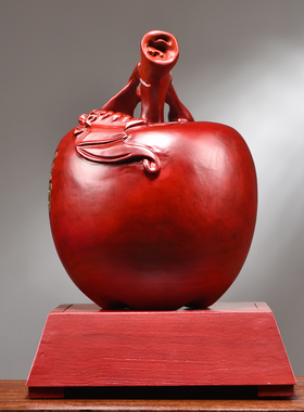 红花梨木雕平安是福苹果摆件实木