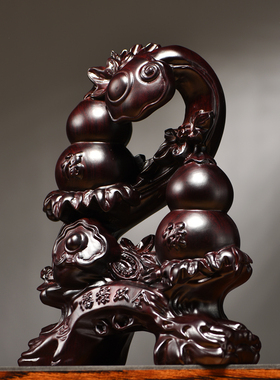 黑檀木雕葫芦摆件实木家居装饰