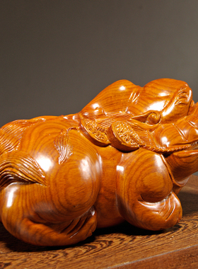 花梨木雕貔貅摆件实木一对装饰