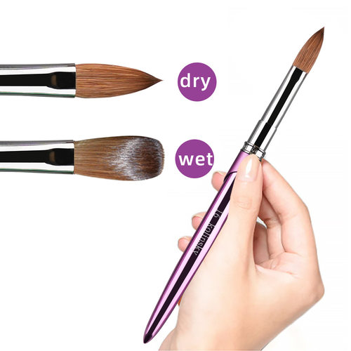 豆蔻美甲水晶笔貂毛笔金属杆kolinsky水晶粉扑粉水晶甲延长雕花笔 - 图2