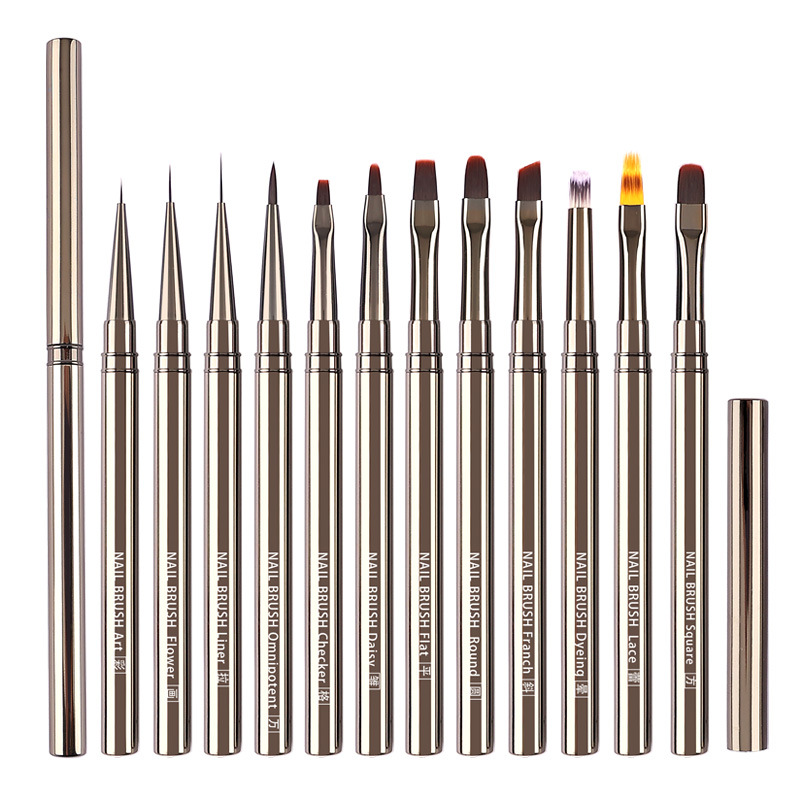 豆蔻金属杆新手美甲笔刷套装全套12支方圆光疗笔拉线彩绘笔扫扫笔,淘宝优惠券,粉丝福利购,淘宝优惠卷