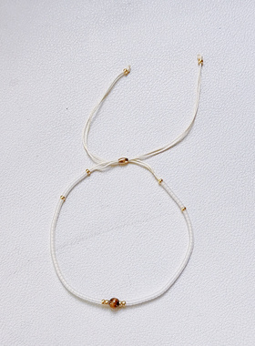 MLGM新款叠戴款暖黄进口珠弹力线手链天然虎眼石可调节细小手串女