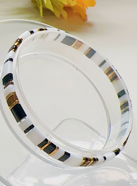 MLGM个性小众欧美风tila手链黑白金简约百搭轻奢高级感弹力线手串