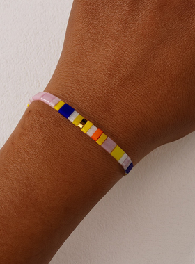 mlgm小众饰品波西米亚风tila珠手链个性气质百搭紫色小手串轻奢女