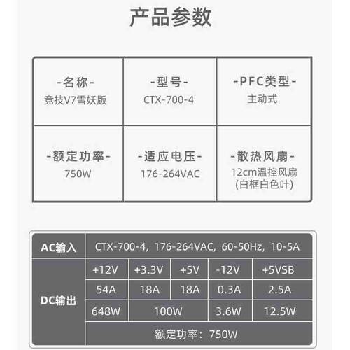 逾辉竞技V7雪妖版750W/650W/550W金牌台式静音纯白色机箱电源 - 图2