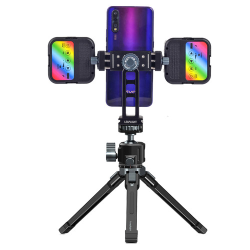 金属三脚架自拍杆稳定器底座桌面手机支架直播视频配件万向调节补光灯热靴口冷靴手机夹子适用于大疆智云 - 图3