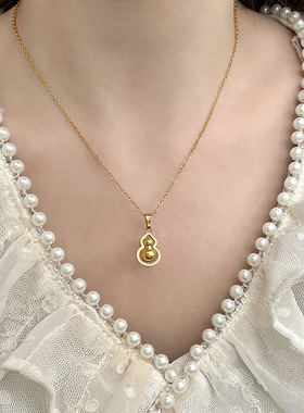 新中式旋转小葫芦项链女钛钢不掉色精致百搭轻奢高级设计感锁骨链