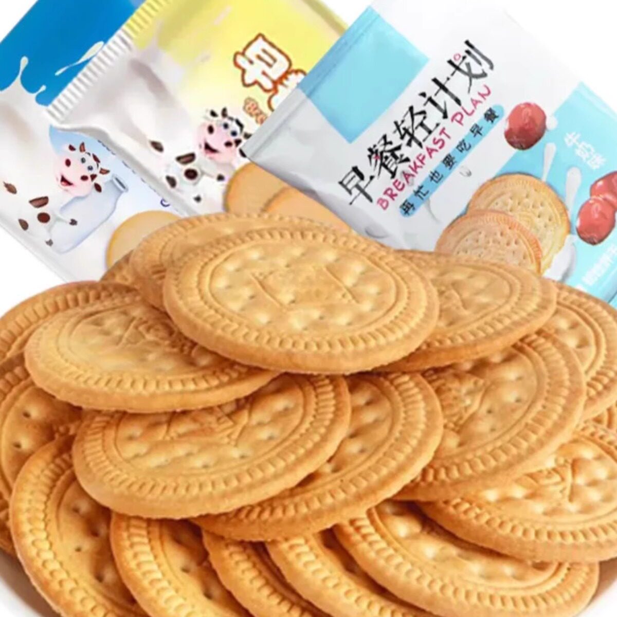早餐饼干牛奶味礼盒网红好吃小圆饼老人儿童零食散装多口味整箱