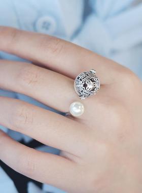 香囊球珍珠戒指环镂空随身佩戴扩香丸持久淡香可打开口调节复古风