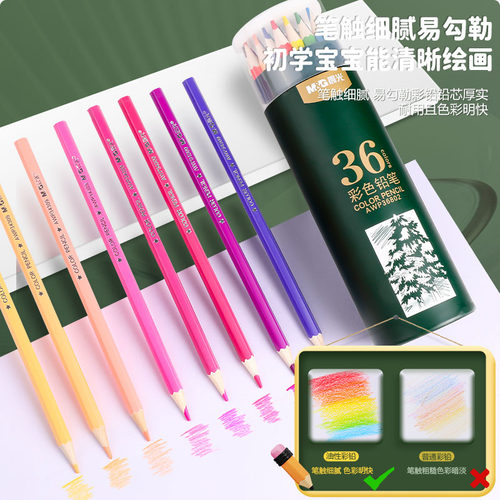晨光彩铅套装学生美术生专用24色油性彩色铅笔儿童绘画初学者素描涂鸦画画笔36色水溶性涂色套装彩色铅笔手绘 - 图1