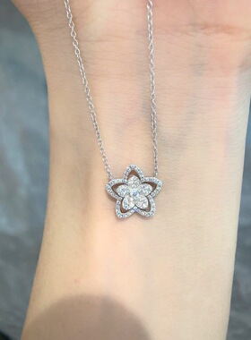 轻奢繁花项链超闪白金18K高级花朵吊坠小众ins气质时尚百搭锁骨链