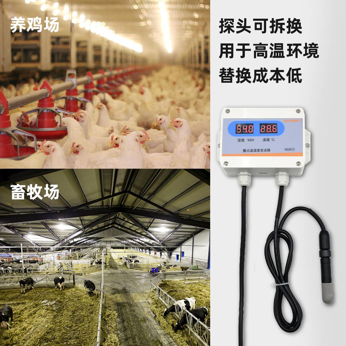 定制壁挂式温湿度传感器农业大棚养殖温湿度计工业高精度温湿度变