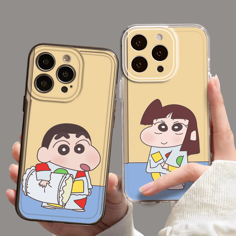 睡衣蜡笔小新适用苹果17promax手机壳iphone15情侣vivos30妮妮oppofindx8/iqooneo11一加ace5/reno14/x200/z9 - 图0