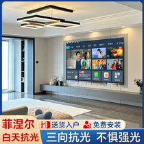 Philips 725 PROJECTOR CURTAIN Home Bamboo Finnel Hard screen Anti-light projection curtain cloth 4K Ultra high clear picture frame 100120 inch Living room wall-mounted projection Screen Family cinema Full set