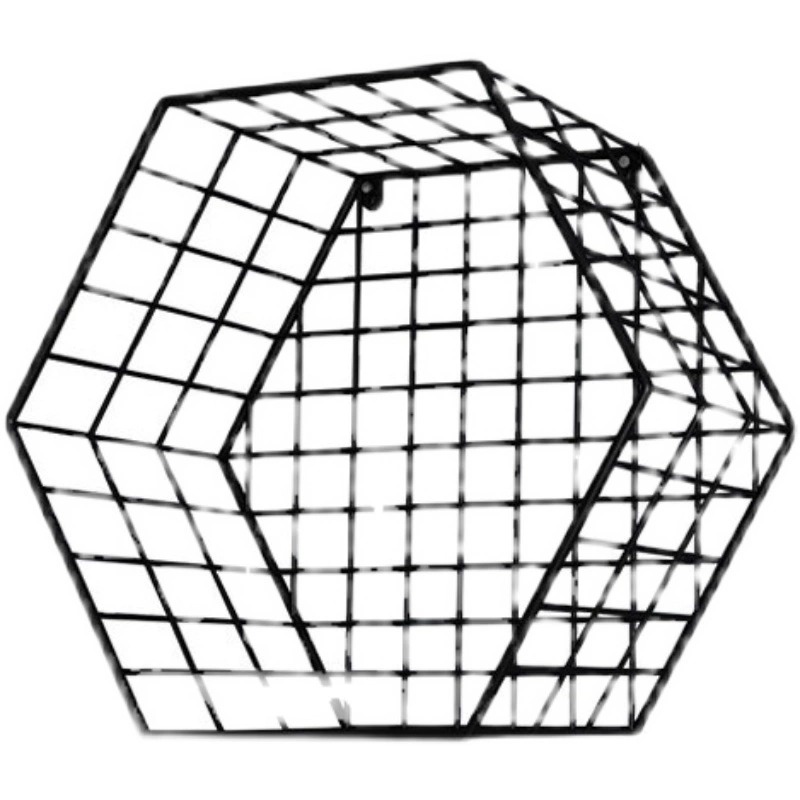 墙上置物架六边形架子蜂窝创意简约格子书房壁挂书架背景墙装饰柜 - 图3
