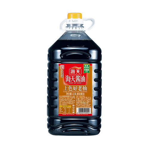 海天酱油上色好老抽4.9L升装大桶装整箱餐饮批调味商用餐厅食堂 - 图0