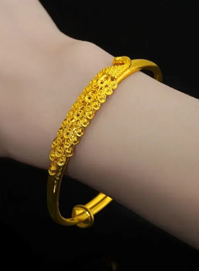 富贵孔雀手镯轻奢百搭送老婆妈妈女友可推拉镯子女款新娘婚庆饰品