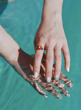 Veils沙滩度假小花串珠戒指