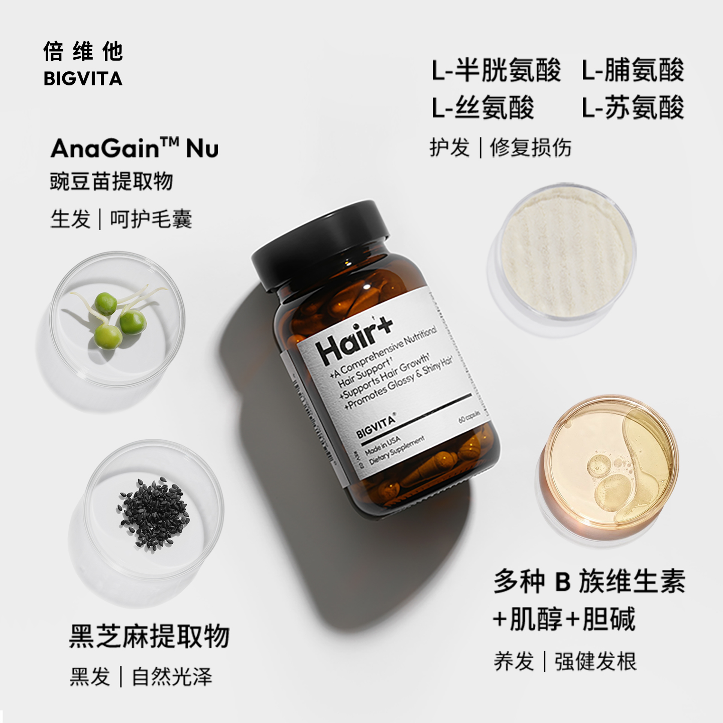 倍维他BIGVITA发养料营养保健养发固发乌发维生素b发际线白发内调