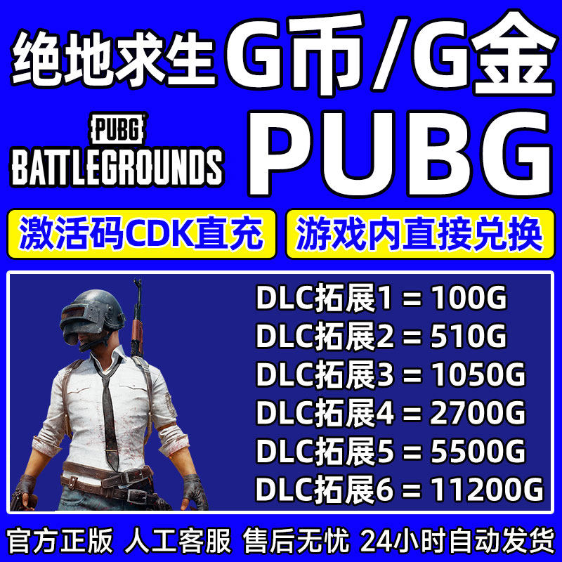 pubgg币充值绝地求生g币cdk兑换码G币充值CDKey皮肤吃鸡gb充值cdk